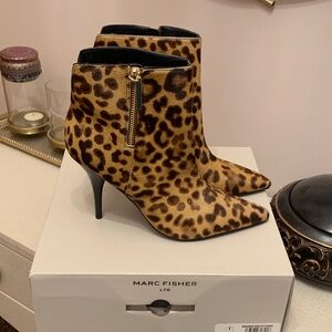 Marc Fisher Leopard Print Heeled Boots
